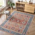Alfombra persa vintage bohemia exhibida en una habitación moderna acogedora con suelo. - 50*80 cm [terciopelo de cristal con base antideslizante de puntos] / Alfombra de Camping