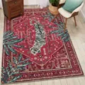 Vintage tribal area rug with tropical tiger pattern for living room bedroom and home decoration - 140*200cm / Burgundy