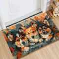 Detailed view of cute cartoon corgi doormat placed in cozy entryway with shoe rack. - 40*60cm / Cartoon Dog Style
