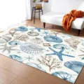 Modern coastal area rug with marine shell and starfish print for living room decor. - 50x80cm / Marine 1