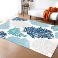 Modern Moroccan style living room carpet with blue coral pattern, soft floor mat for home decor. - 50x80cm / Marine 4