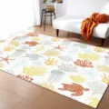 Marine motif living room rug detail, showcasing ocean print and cozy home decor style. - Marine 5