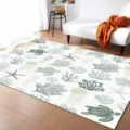 Ocean themed living room rug featuring green sea turtle and coral pattern for home decoration. - Marine 7
