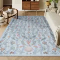 Coastal vintage area rug for living room, detailed marine pattern with shells and starfish. - Retro Coastal (6)