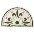 Half-round imitation cashmere rug, fresh floral indoor door mat for bathroom and entryway. - Green Floral
