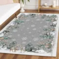 Christmas theme rug detail showing festive border with reindeers and snowmen for cozy home decor. - 50x80cm / Christmas Carpet 5 Square
