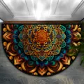 Mandala half-round doormat for entryway, durable non-slip floor rug for indoor use. - Mandala Half Circle 10