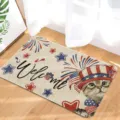Close-up detail of the patriotic cat entrance doormat featuring a cute feline in a flag hat. - 40*60cm / Cat-3