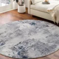 Tapis rond minimaliste nordique tapis abstrait gris pour salon chambre a coucher deco - Elsa-1 Rond