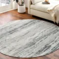 Tapis rond gris au style nordique, moquette moderne pour salon, variante de sol élégante. - Elsa-2 Rond