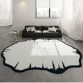 Modern irregular living room carpet, abstract white black floor mat for sofa and bedroom. - Abstract Style 01 / 50*80cm