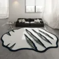 Tapis de salon abstrait motif griffe irrégulier moderne, luxueux tapis de sol table basse détail - Style Abstrait 06