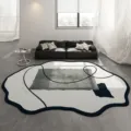Vue détaillée du tapis de salon abstrait moderne et irrégulier avec une texture douce. - Style Abstrait 05