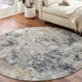 Tapis rond abstrait gris moderne pour salon, tapis de sol minimaliste élégant pour la maison. - Elsa-4 Rond