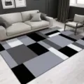 Modern geometric area rug in black and white grey, Nordic style floor mat for living room home. - 80*120cm / Geometric Carpet 1