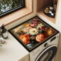 Vintage floral washing machine top cover mat dustproof protector for laundry room decor. - 40*40cm Tech Fabric Rubber Base / Floral Garden