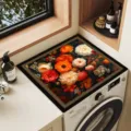 Vintage floral washing machine top cover mat, dustproof waterproof anti-slip laundry dryer cover cloth - 40*40cm Tech Fabric Rubber Base / Full of Flowers