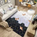 Nordic geometric living room rug, 3D diamond pattern carpet, modern home decor floor mat. - Geometric Carpet 5