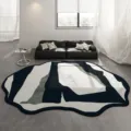 Tapis de salon moderne irrégulier abstrait noir et blanc tapis de sol doux canapé - Style Abstrait 07