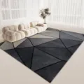 Modern 3D geometric living room rug, dark grey diamond pattern floor mat for home decor - Geometric Carpet 8