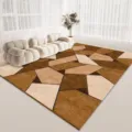 Nordic modern geometric living room carpet, large brown patchwork area rug for home decor. - Emerald Green 9