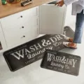 Kitchen floor mat set, dark grey vintage laundry print, absorbent anti-slip kitchen rug. - 40*60+40*120cm / CF-1