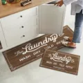 Kitchen floor mat set wood grain laundry design absorbent anti-slip rug home decor set - 40*60+40*120cm / CF-4