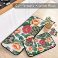 Comfortable kitchen rugs set featuring a vibrant cactus and flower floral pattern, non-slip. - Cactus Succulent