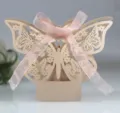 European wedding laser cut butterfly favor box pink candy packaging box elegant gift box - Jade Pearl