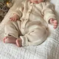 Baby beige checkered knit romper infant long sleeve onesie soft cotton jumpsuit style. - 66cm / White Apricot Plaid Romper