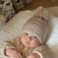 Cute baby knit hat and romper set, cozy beige infant winter clothing with warm pom pom design. - One Size / White Apricot Plaid Hat