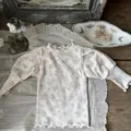 Toddler baby girls cute floral puff sleeve top with delicate ruffle collar and hem details. - 73cm / Apricot Floral