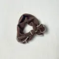 Cute brown knitted baby headband with white lettuce edge, soft hair accessory for infant daily. - Milky Coffee Headband