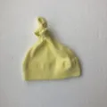 Yellow newborn baby knotted beanie hat soft cotton infant headwear cute baby accessory cap - One Size / Goose Yellow Hat