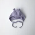 Adorable baby bonnet in light purple with cute tulle pom-poms and chin ties for infant daily wear. - One Size / Light Purple Pom-Pom Hat