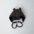 Cute infant bear ear cotton bonnet baby soft brown cap newborn toddler cute headwear accessory - One Size / Coffee Pom-Pom Hat