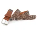 Women brown leather studded belt fashion casual metal pin buckle waist strap accessory - Camel