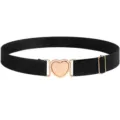 Ceinture élastique femme avec boucle cœur dorée, ceinture extensible élégante pour robes. - Noir