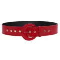 Ceinture large en cuir verni rouge avec boucle ronde et œillets métalliques accessoire. - Rouge