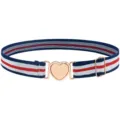 Ceinture élastique avec boucle cœur dorée et rayures rouge blanc bleu pour robe et jean tendance. - Rayures Rouge Blanc Bleu