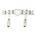 Giarrettiera punk bianca con anello a cuore e borchie metalliche, accessorio imbracatura coscia. - Bianco