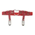 Giarrettiera da gamba punk rossa con anello a cuore e borchie per festival donna. - Rosso