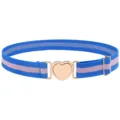 Ceinture élastique bleue et rose avec un joli détail de boucle dorée en forme de cœur. - Rayure Bleue