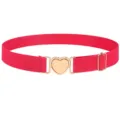 Ceinture élastique rouge avec boucle dorée en forme de cœur pour robe et jean tendance. - Rose rouge
