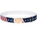 Ceinture élastique avec boucle cœur et motif drapeau américain pour un look stylé et chic. - Drapeau USA