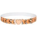 Ceinture élastique femme avec imprimé dessin animé mignon et boucle cœur en métal doré. - Animaux Jaunes