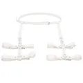 Dettaglio imbracatura corpo in ecopelle bianca, anelli metallici regolabili, accessorio punk. - Bianco