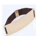 Dames brede elastische tailleband met gouden spiegel metalen voorplaat en bruine band. - koffiekleur