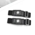 Close-up detail of the black elastic invisible belt with metal buckle, simple and practical design. - 2-Piece Set: Black with Black Leather & Silver Buckle