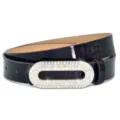 Women's Rhinestone Wide Belt Luxury Crystal Dress Belt Fashion Clothing Accessories - Purple Black